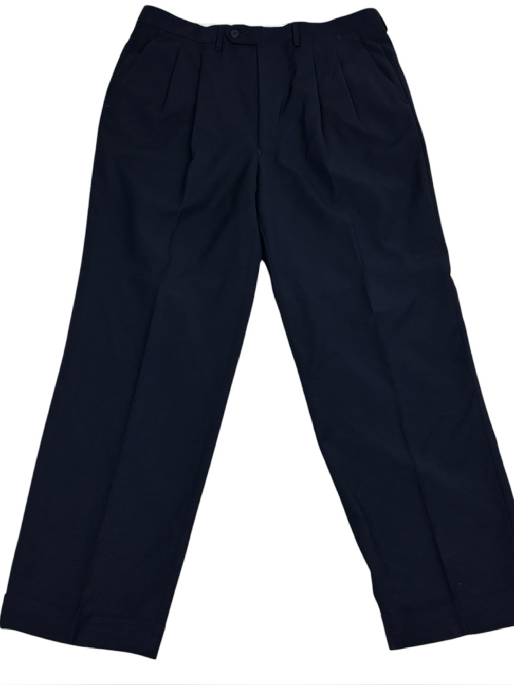 Luciano Barbera 100% Wool Dark Blue Pleated Trousers Italy Size 34